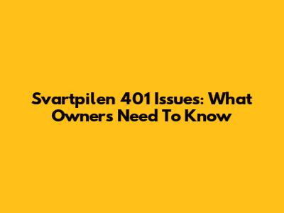 Svartpilen 401 Issues: What Owners Need To Know